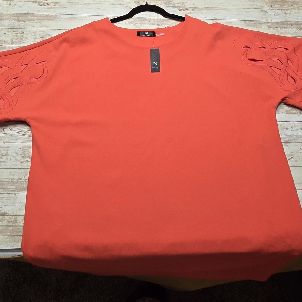 Natori Dress XL Knit Crepe Embroidered Sleeves Pockets NWT Original $170 FLAWED - Picture 3 of 12